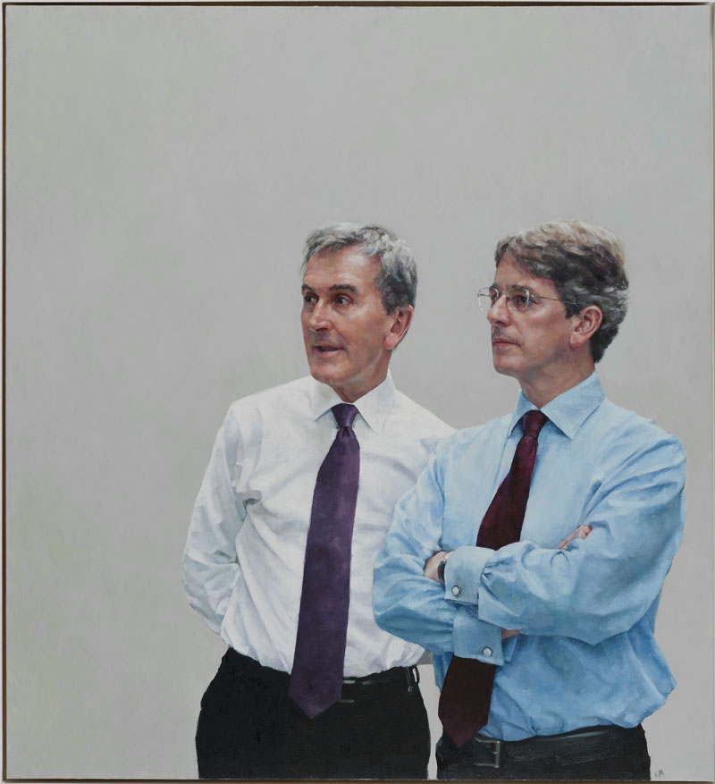 Portrait of Tom Campbell (former CEO of the Metropolitan Museum of Art) and Neil MacGregor (former Director of the British Museum) by Jennifer Anderson. Both are alumni of New College