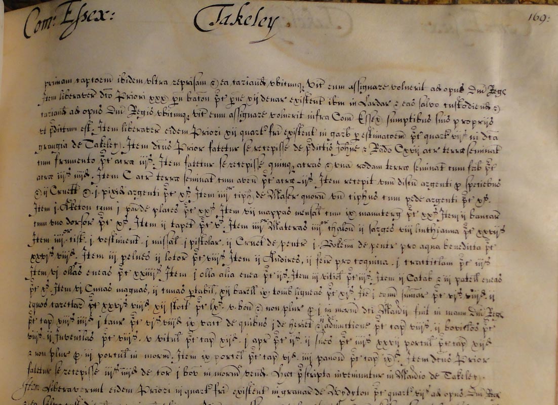 NCA 9790, New College Register of Evidences vol. 4, recording older property rights in Takeley, Essex, but written in c. 1660