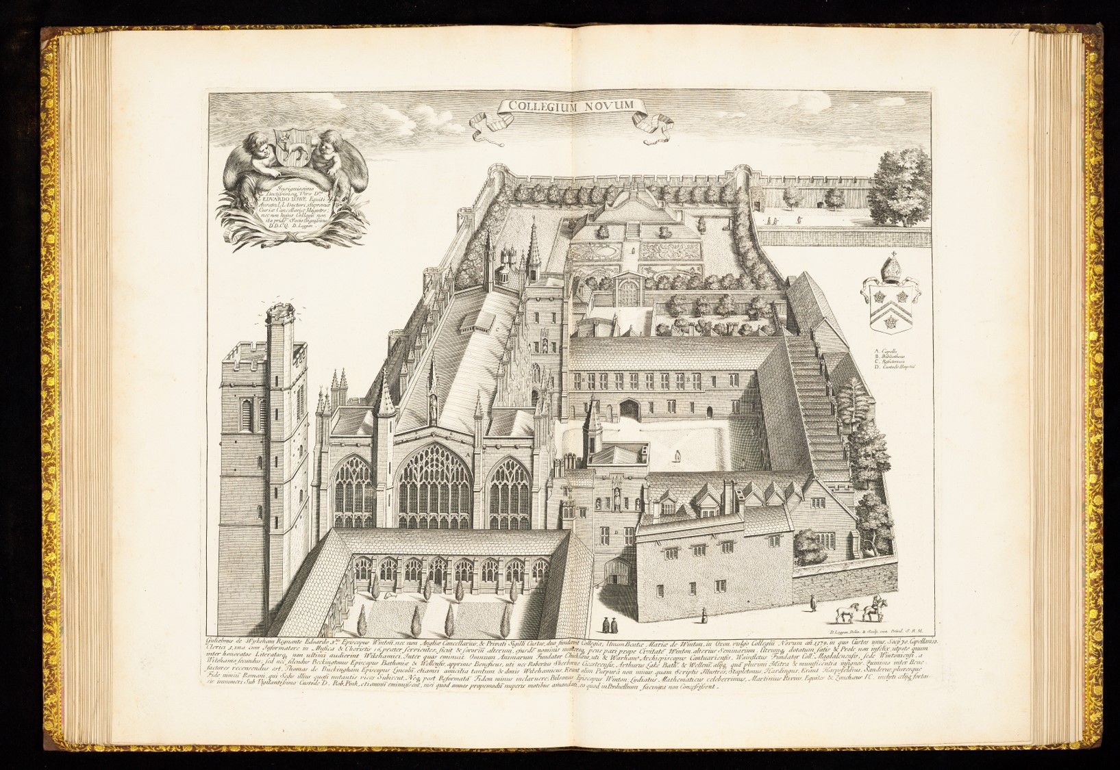 17th century illustration of New College buildings