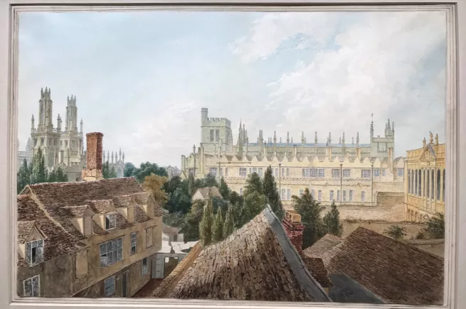 Painting by George Hollis of New College, Oxford