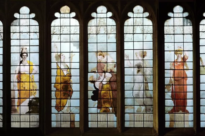 The Seven Cardinal Virtues, stained glass in the Antechapel of New College, Oxford