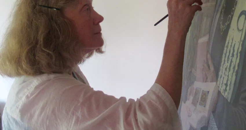 Paula Wilson painting one of our new celebratory portraits