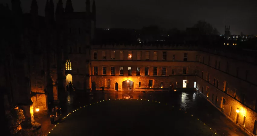 Front Quad with tea lights all around