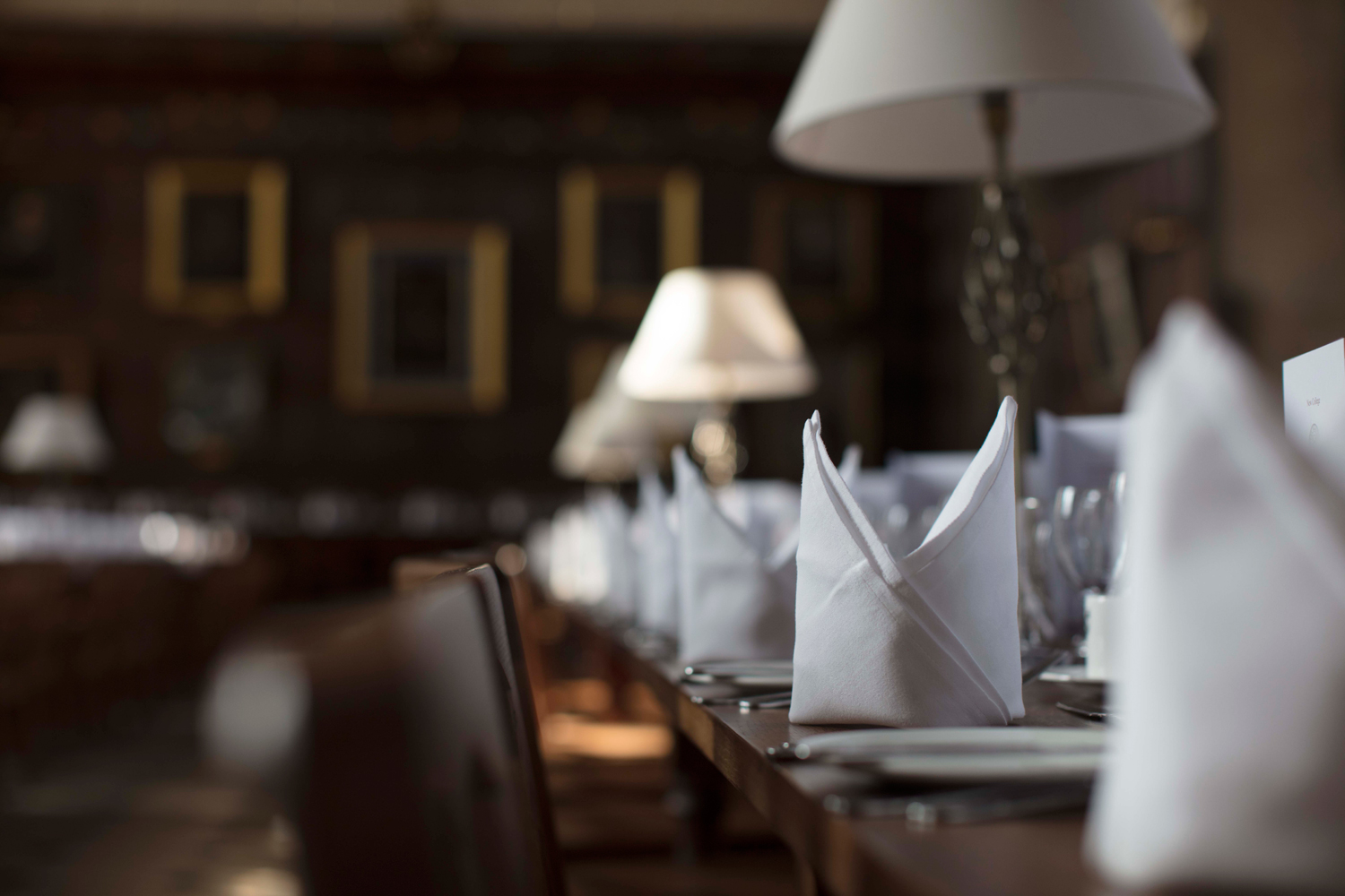 The Dining Hall is the tallest in Oxford and can seat 200 Dining Hall set for Formal Dinner