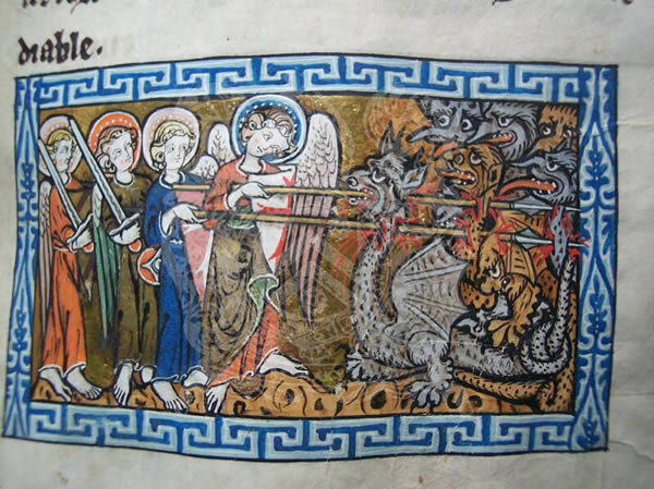 MS 65, f41r, Commentary on the apocalypse, 14thC