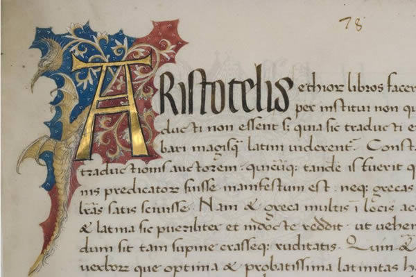 MS 228, f. 2r(3), Aristotle’s ethics, 15thC MS 228, f. 2r(3), Aristotle’s ethics, 15thC