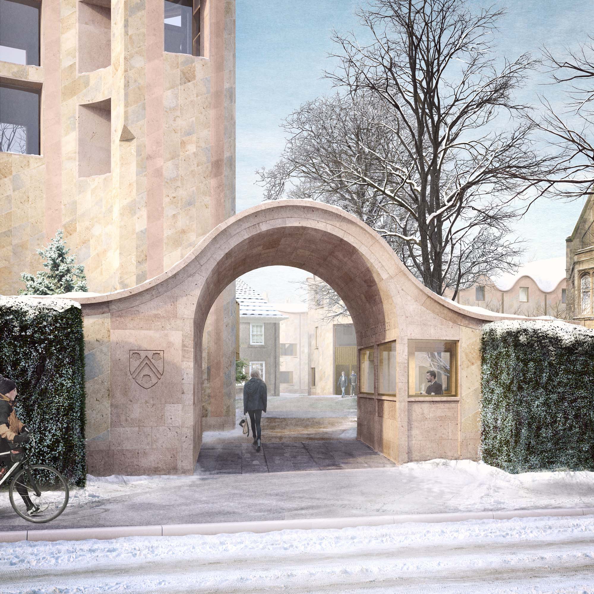 The Main Entrance to the site through a new Porters Lodge on Mansfield Road