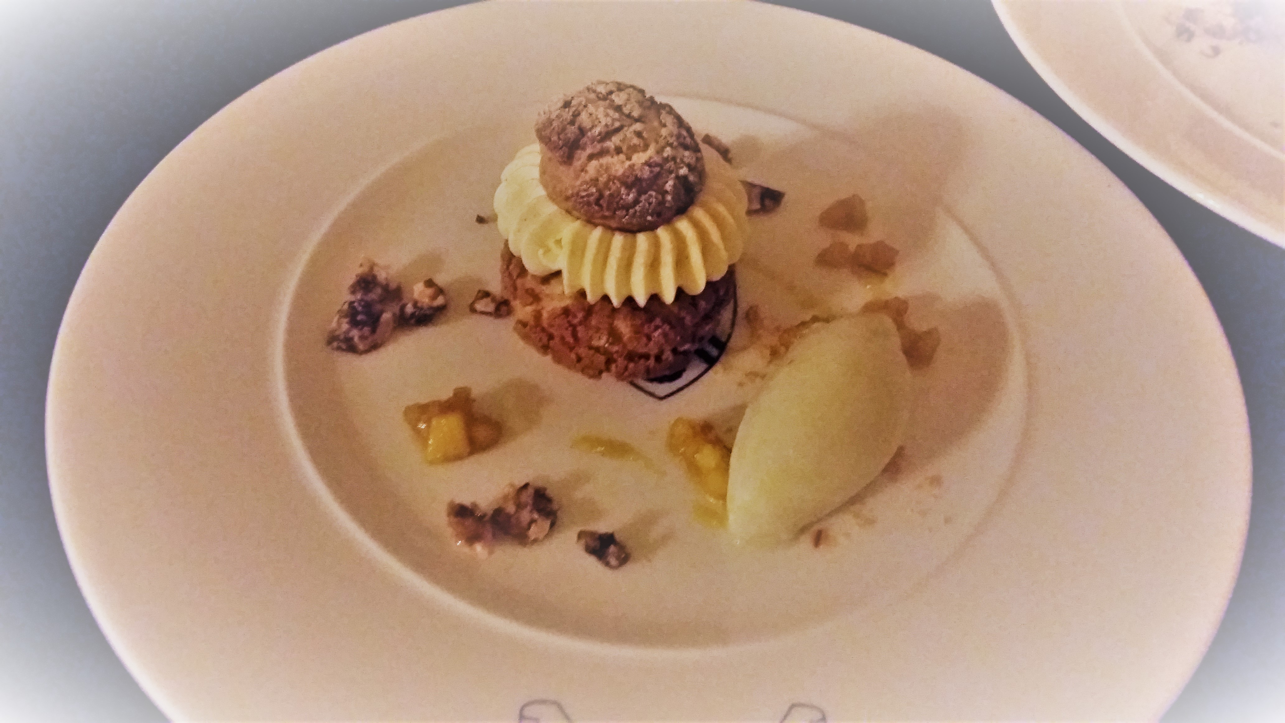 Religieuse - salted caramel craquelin & apple sorbet