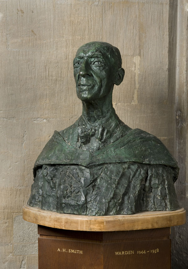 Alic Halford Smith; Warden of New College 1944-58; bronze bust by Jacob Epstein Alic Halford Smith; Warden of New College 1944-58; bronze bust by Jacob Epstein
