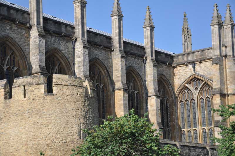 External view of the Chapel and City Wall from the New Buildings Side