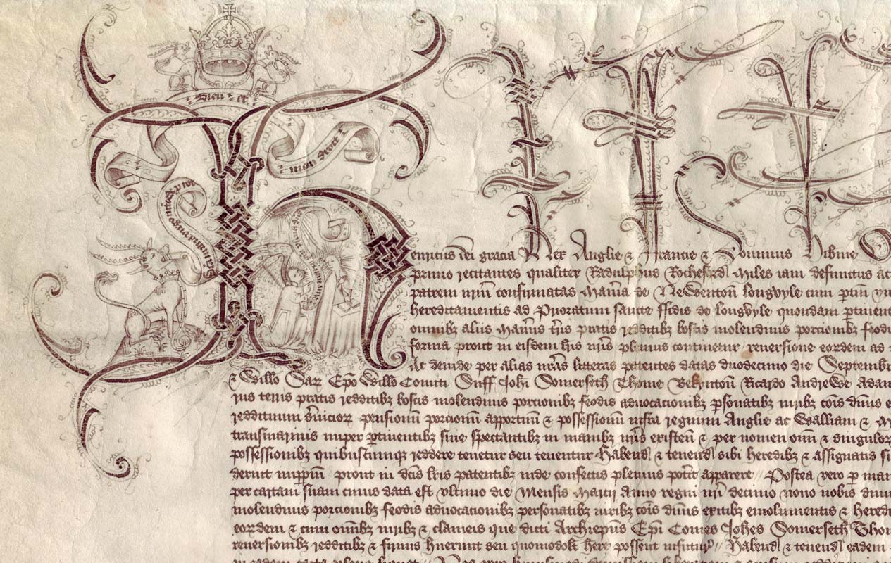 NCA 11980, Charter of Henry VI confirming College's Newton Longville estates, 1441 NCA 11980, Charter of Henry VI confirming College's Newton Longville estates, 1441