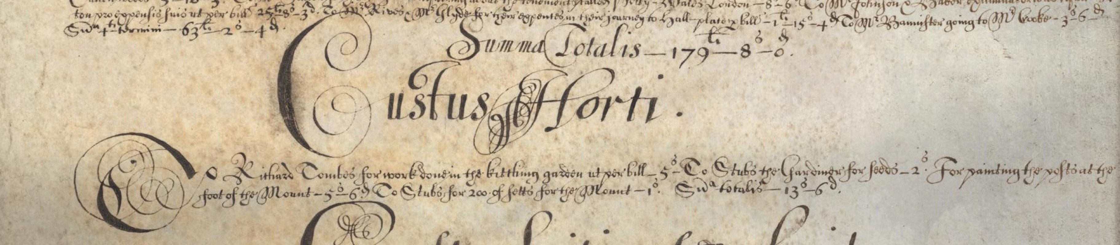 NCA 7675, New College garden account payment to (inter alia) Stubbs the gardener for work on The Mound, 1653-54