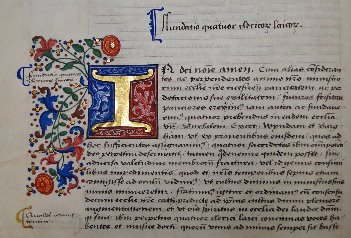 NCA 9432, Register of charters by which Richard Sherbourne appointed Chichester lay clerks, c. 1530 NCA 9432, Register of charters by which Richard Sherbourne appointed Chichester lay clerks, c. 1530
