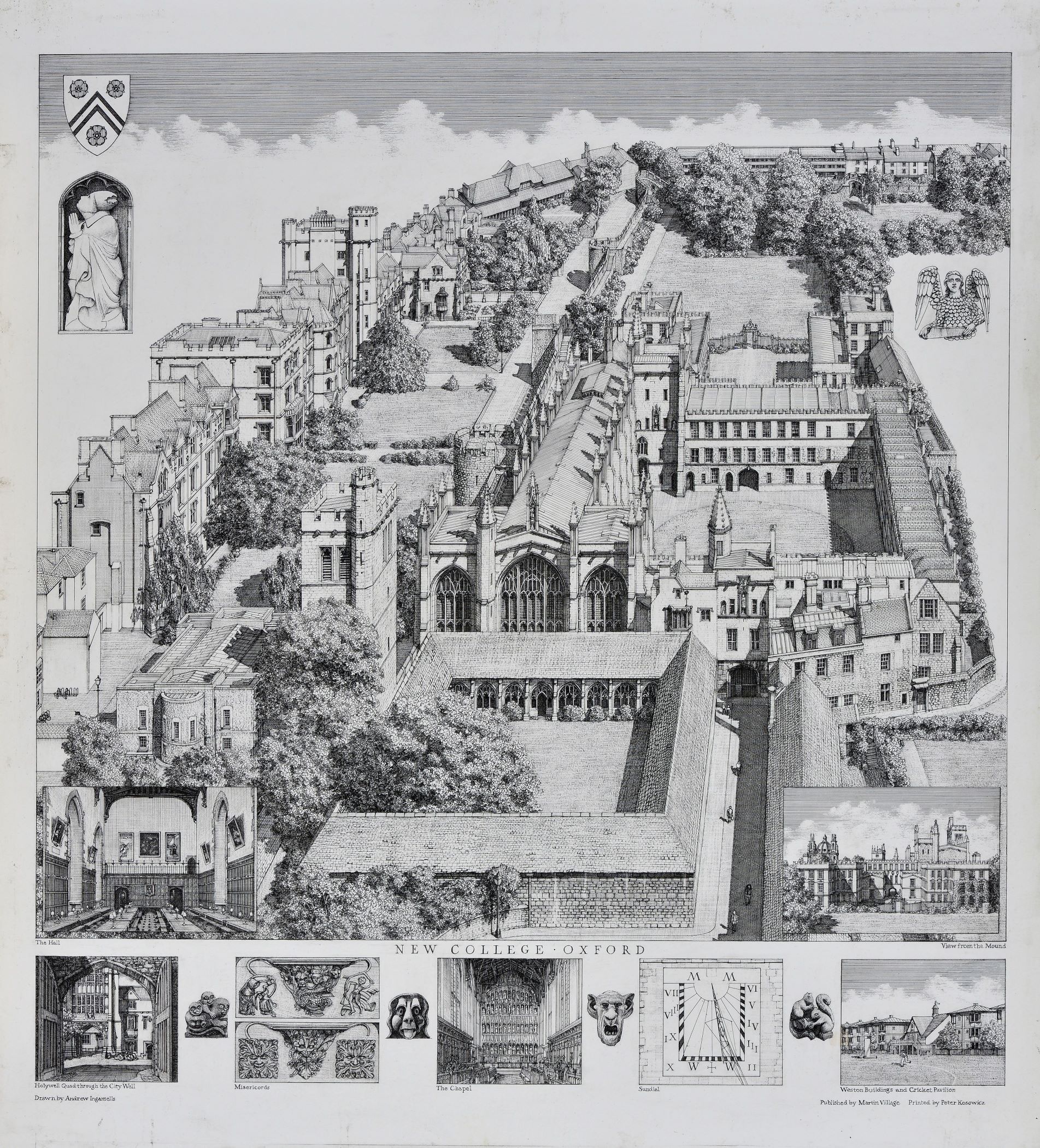 New College; artist: Andrew Ingamells; Etching; date: 2014.