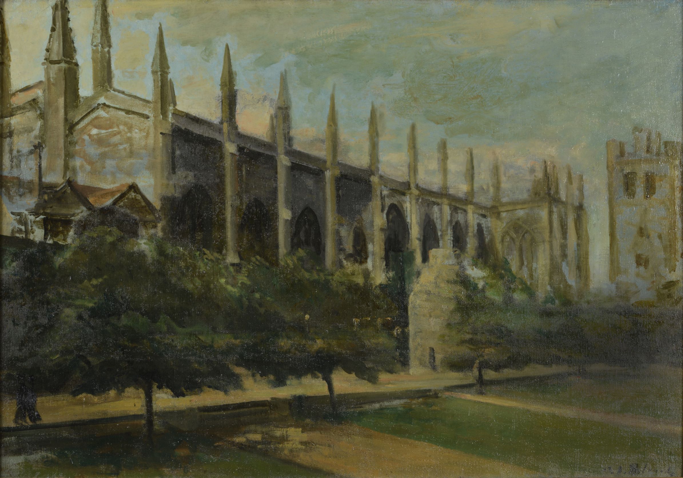 New College, Oxford; artist: Jacques-Émile Blanche; medium: Oil on Canvas; date: 19th - 20th century.
