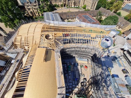Timber roofing structure being added to Main Quad