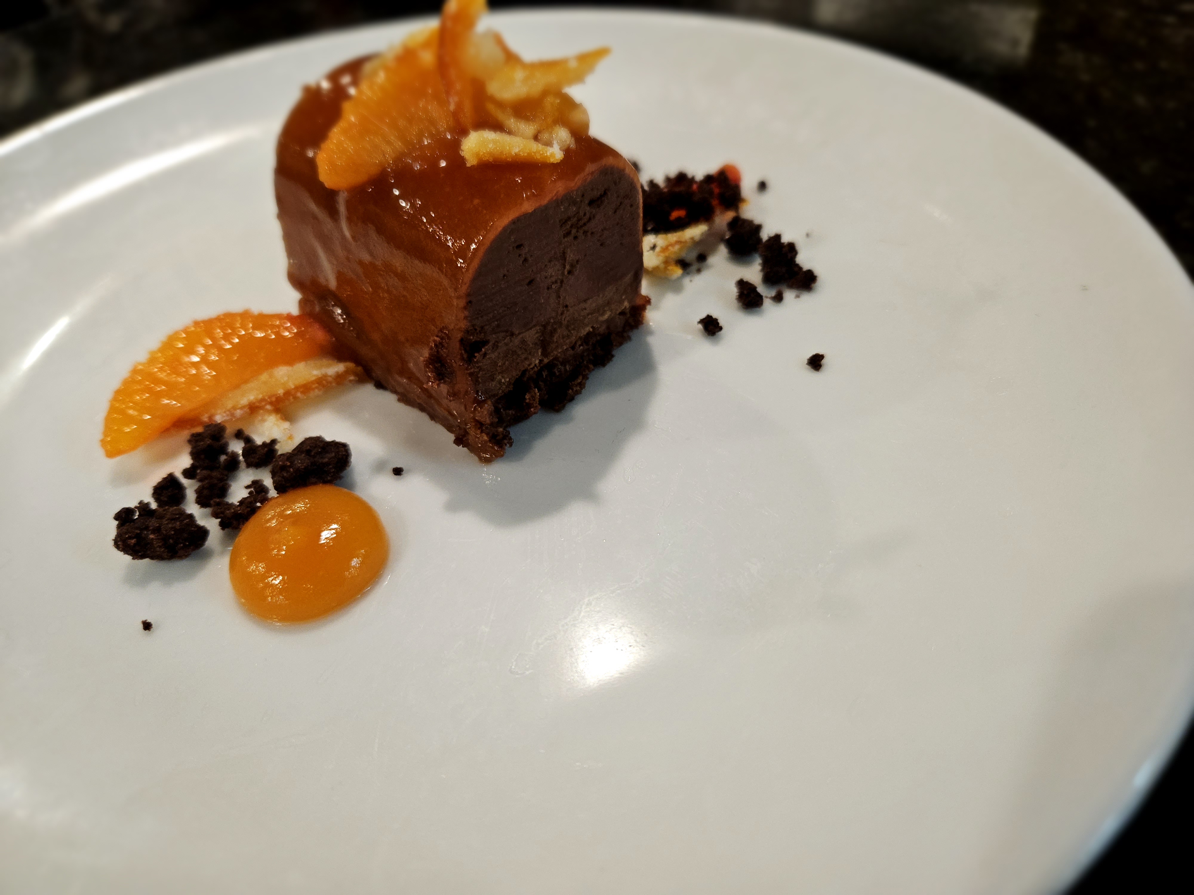 Blood orange chocolate buche