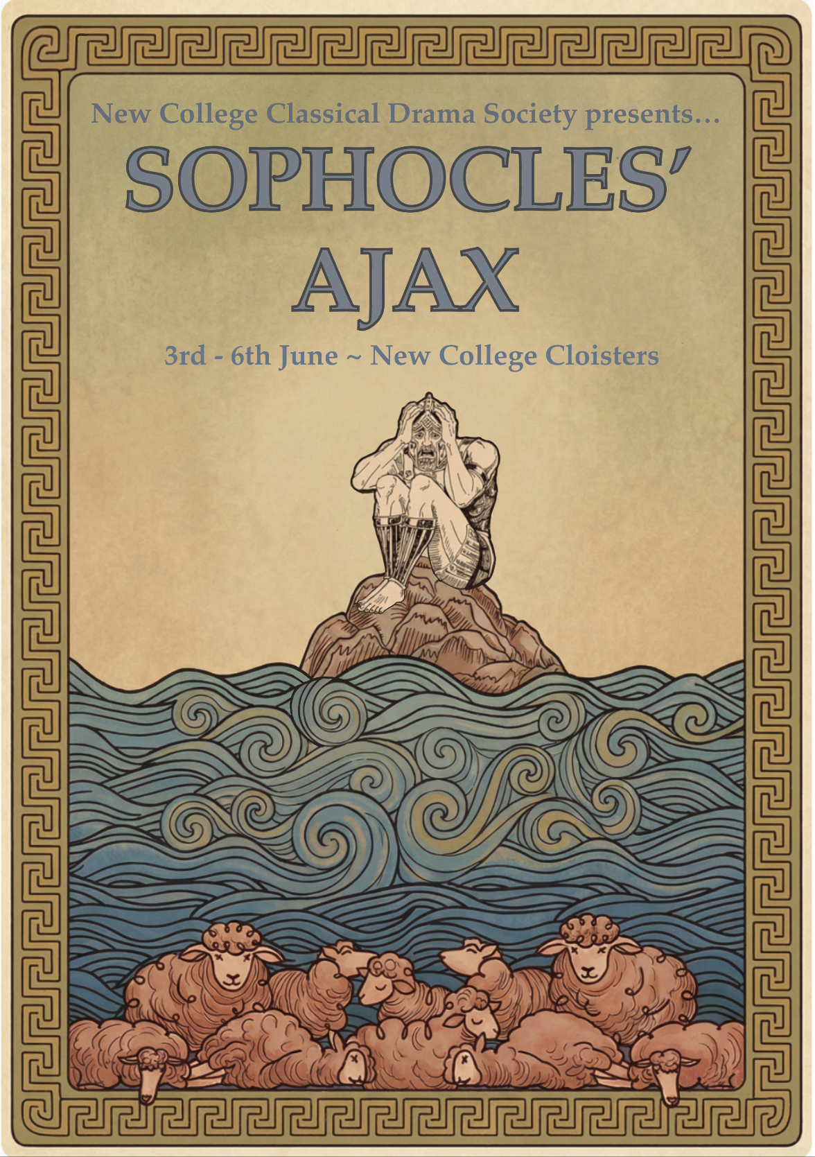 Image for the New College Classical Drama Society Greek Play which this year (2026) is Sophocles' Ajax
