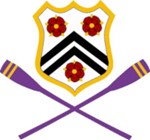 New College Boat Club Crest - detail includes the New College Crest with two rowing blades crossed below it in purple and gold the NCBC colours.