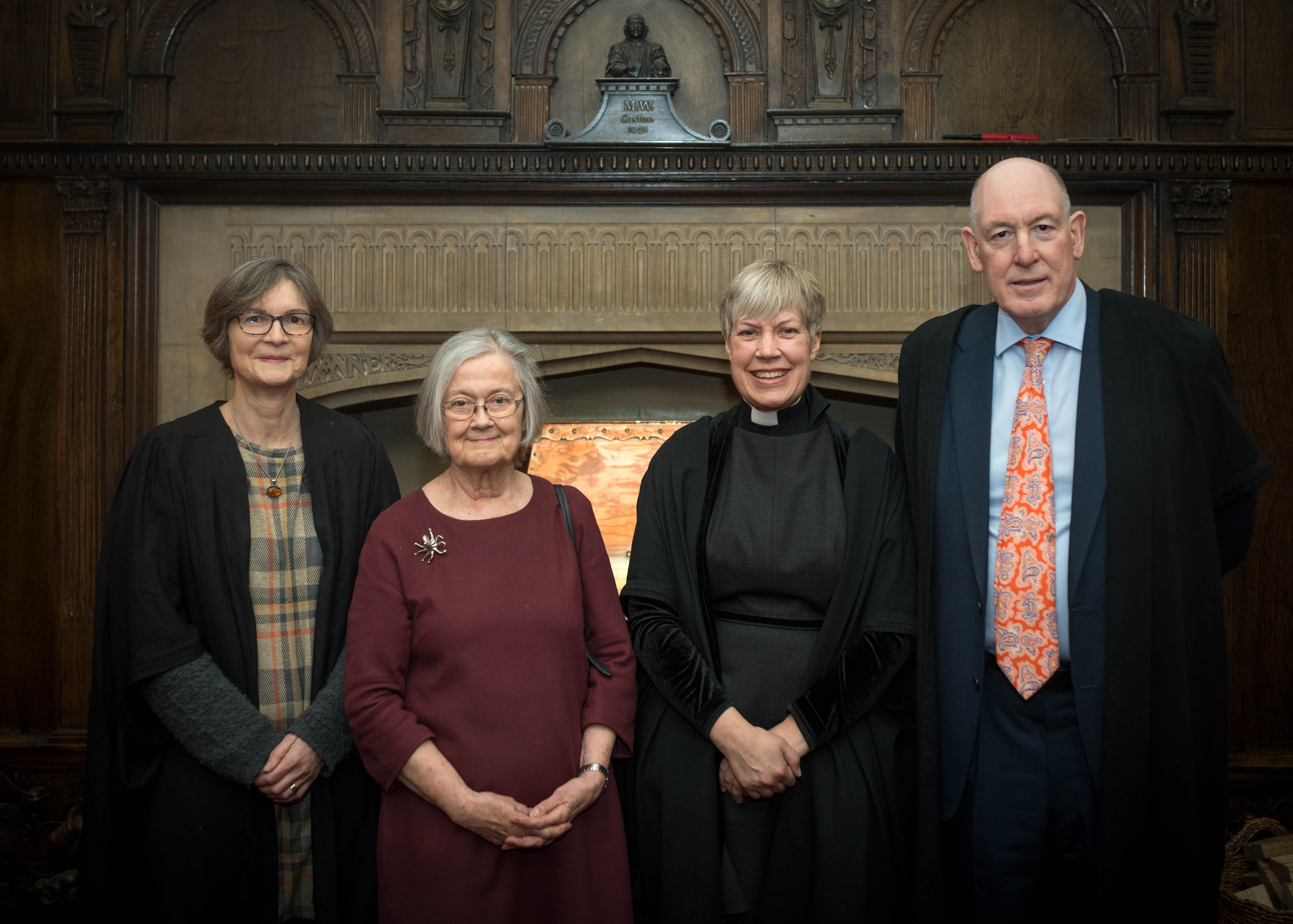 Prof Sue Bright, Baroness Hale, the Dean of Divinity, and the Warden