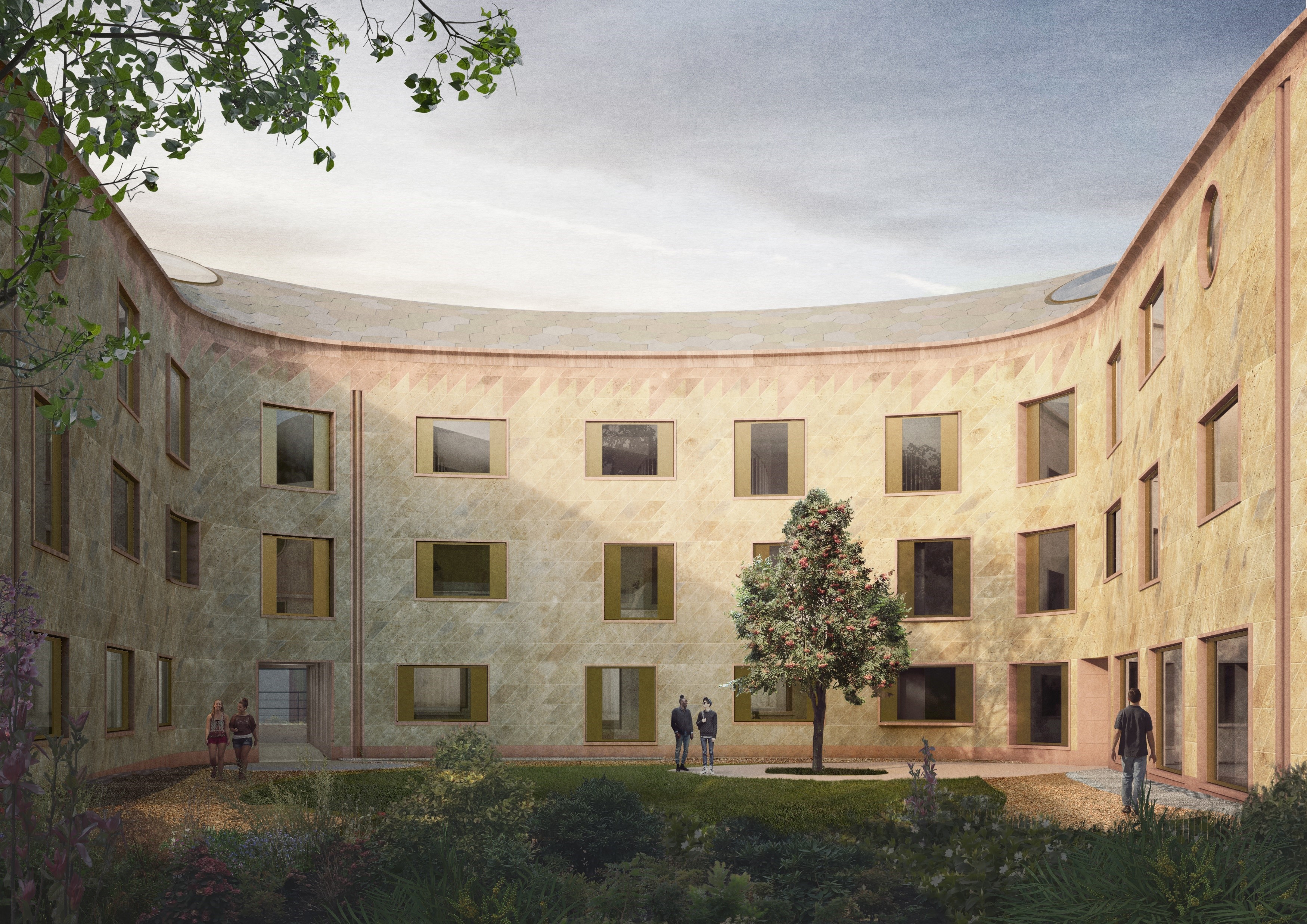 West Quad with stone facade and aluminium tiled roof