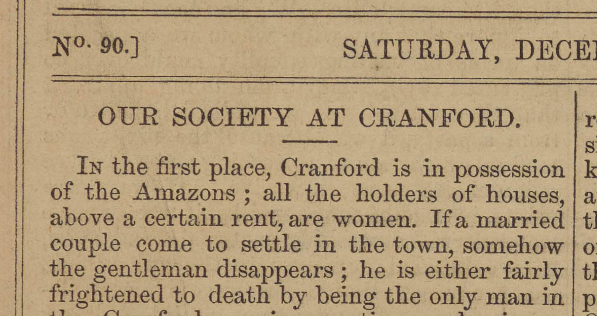 Enlarged image of first line of Cranford