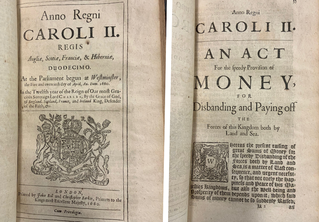 Title page and first page of the act.