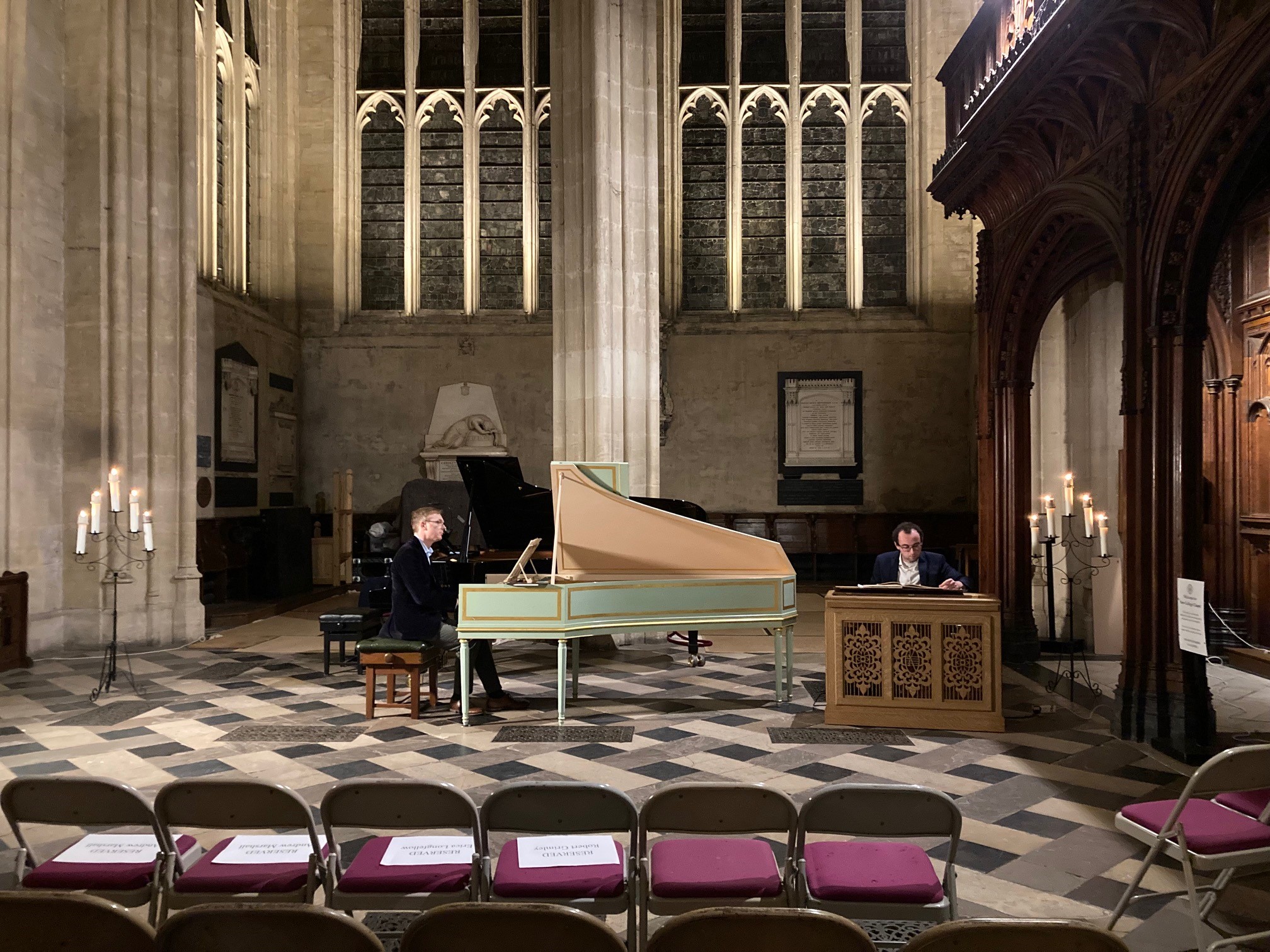 Robert Quinney and Donal McCann at the piano in New College chapel