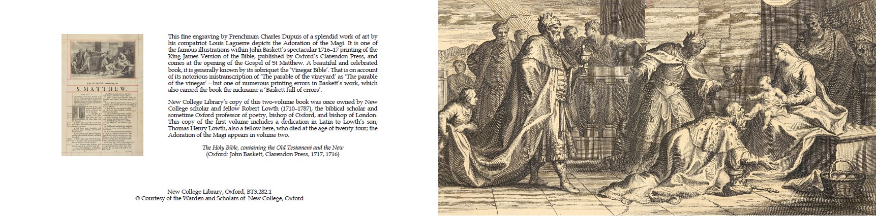 This fine engraving by Frenchman Charles Dupuis of a splendid work of art by his compatriot Louis Laguerre depicts the Adoration of the Magi.