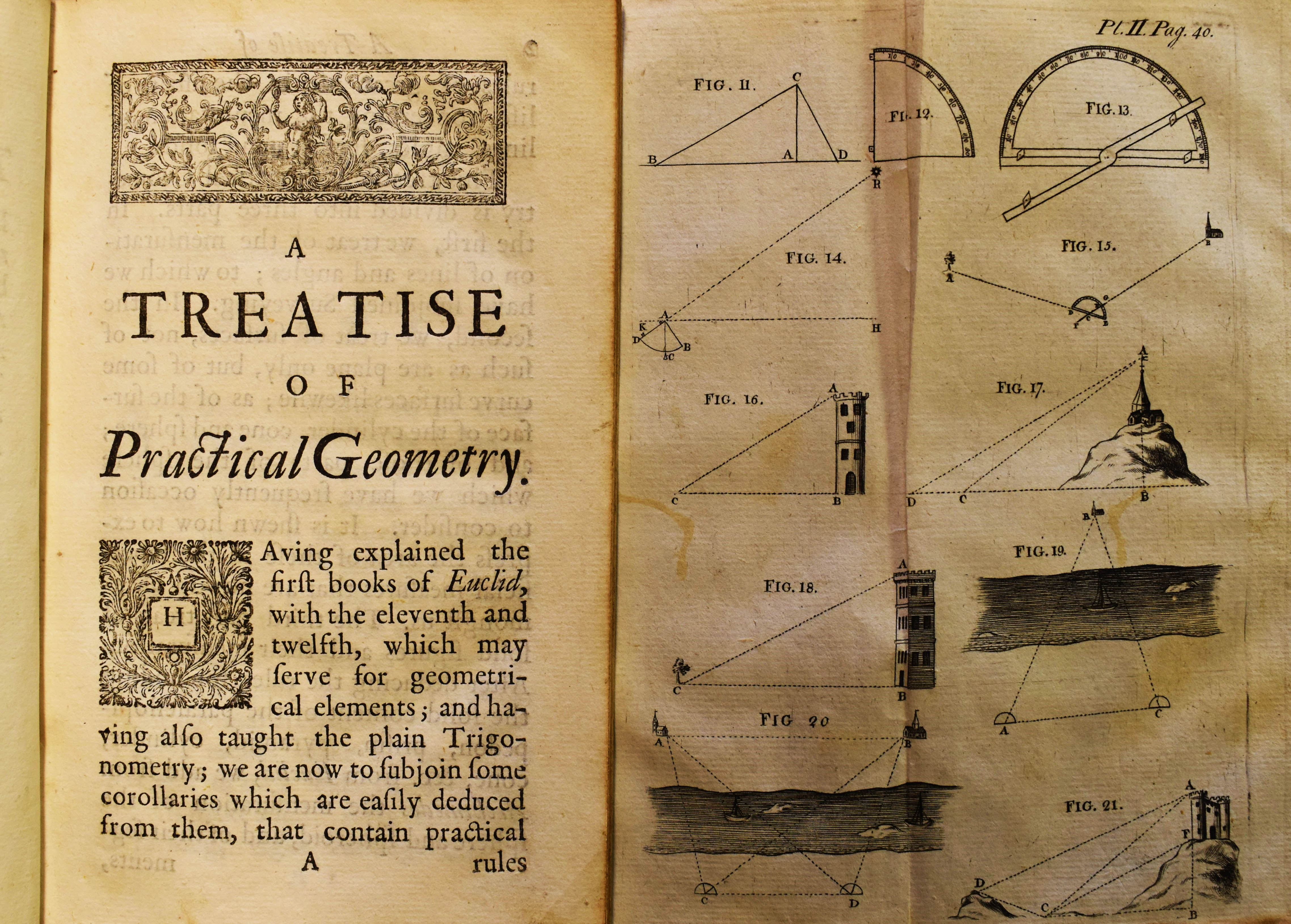 First page and pull-out from A Treatise of Practical Geometry
