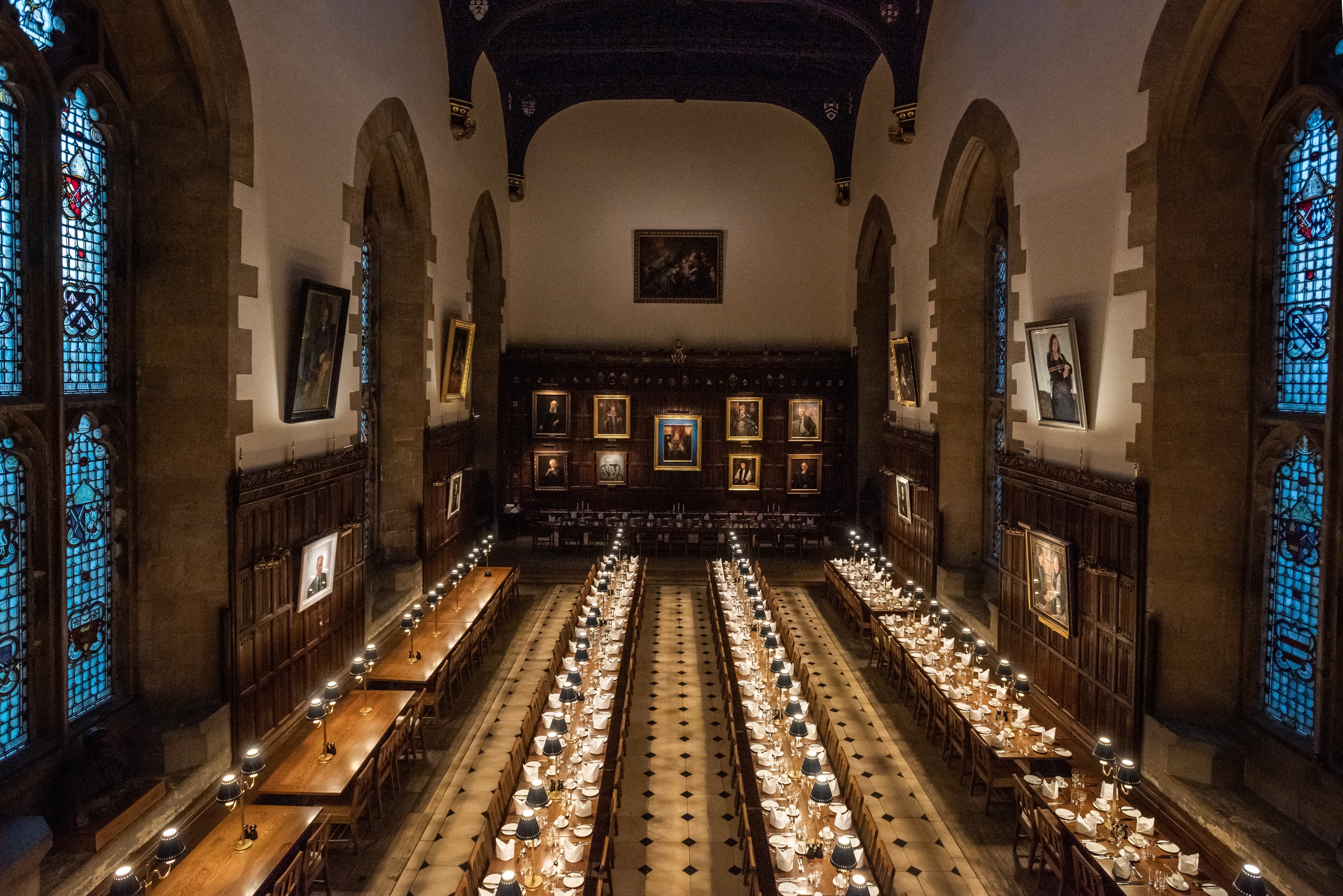 Medieval Dining Hall laid up for a conference dinner