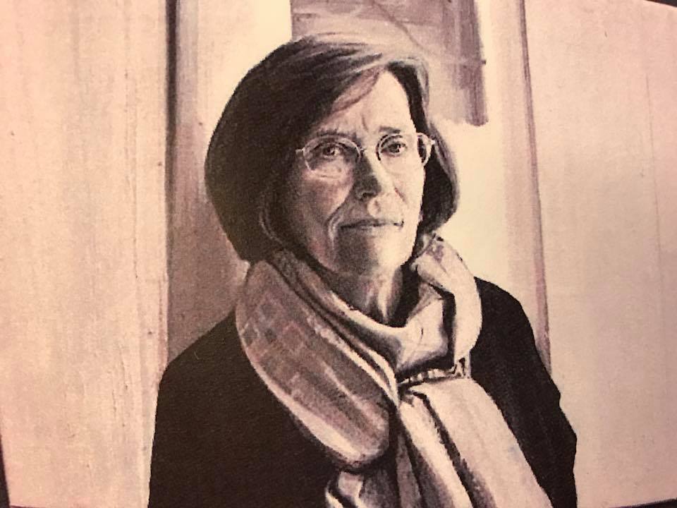 Professor Dame Hermione Lee portrait by Nina Fowler