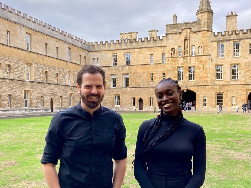 Daniel Powell and Hope Oloye in New College's Front Quad