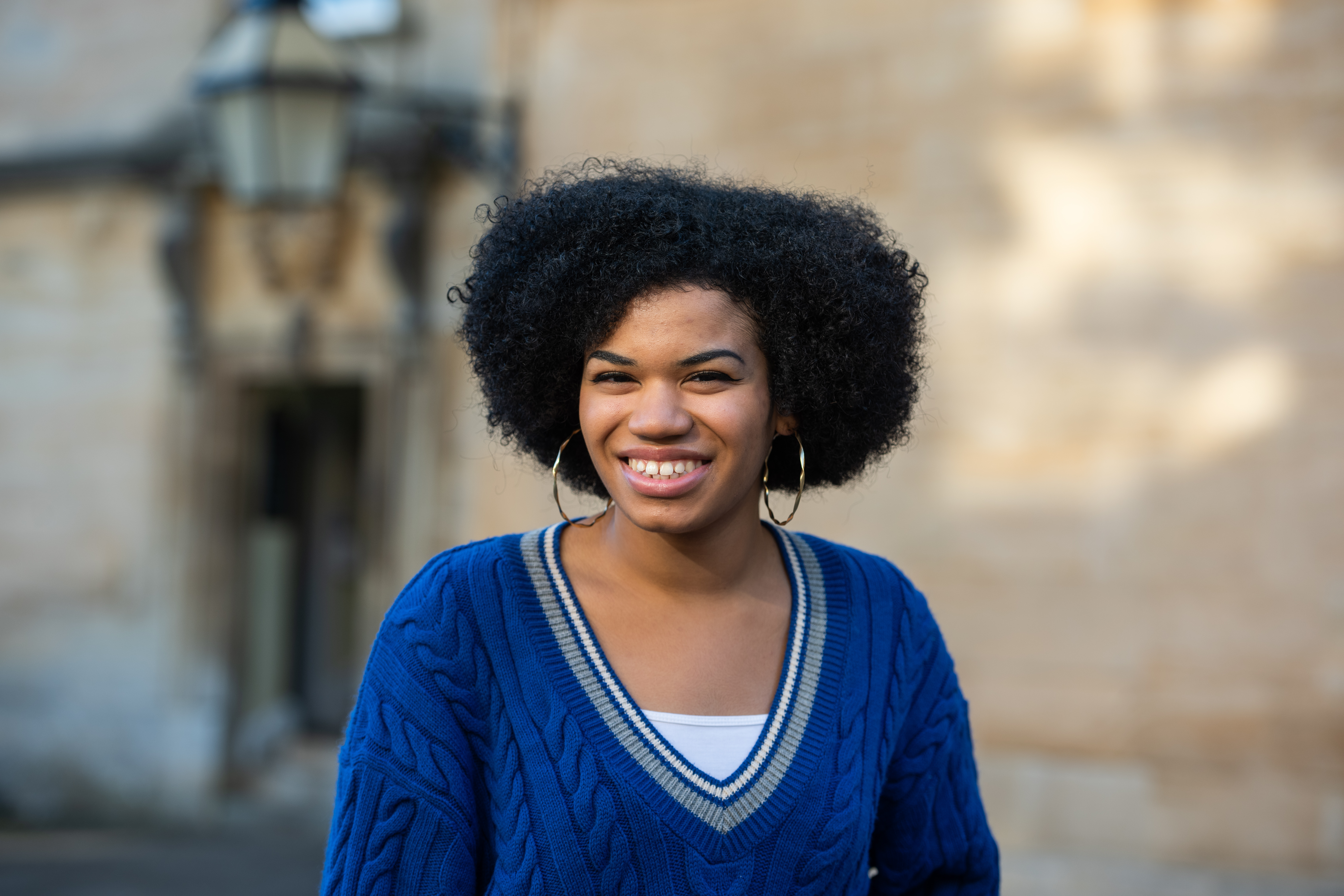 A smiling New College student