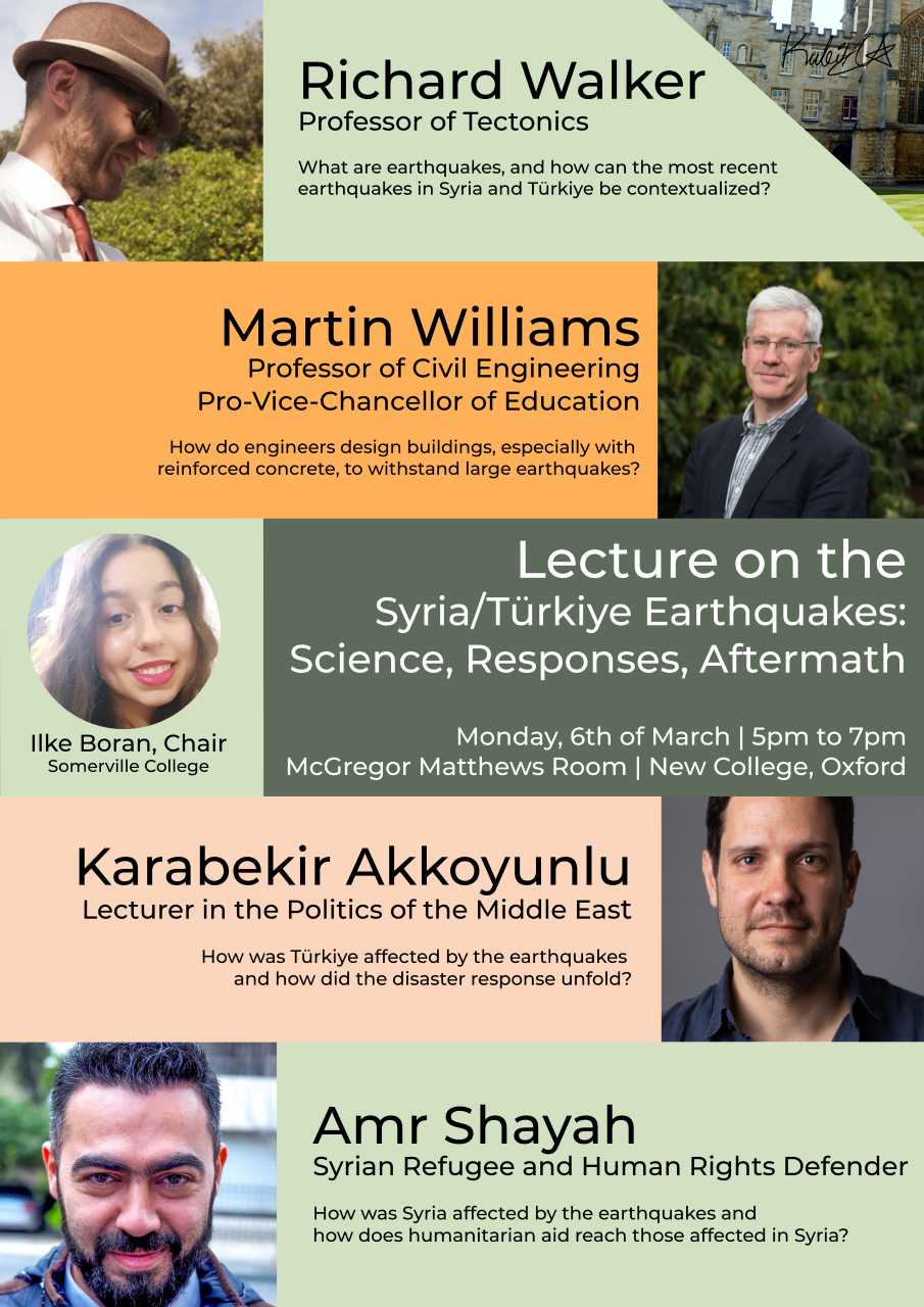 A poster advertising the lecture, with titles and speakers' names