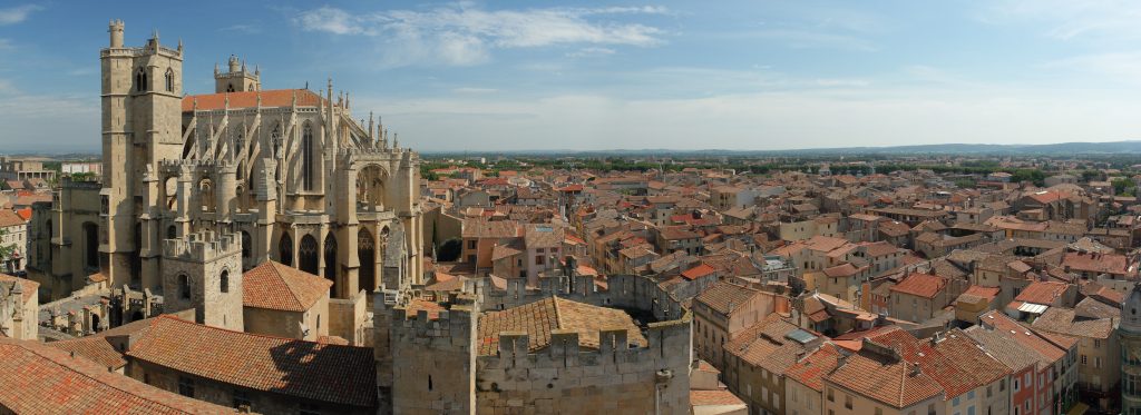 Panoramic image of the city of Nabonne, France