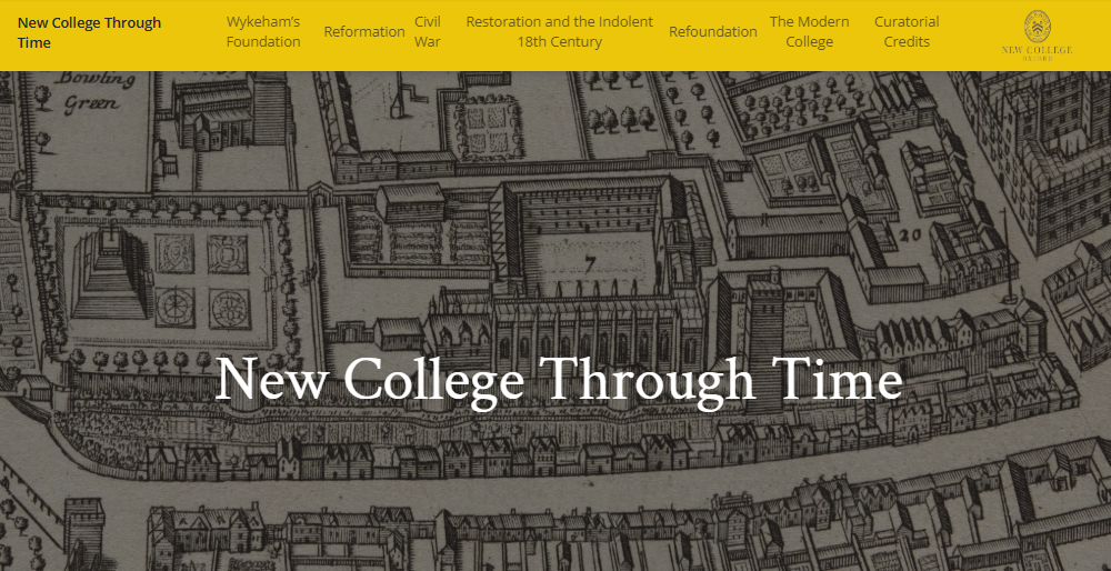 Homepage of the New College Through Time exhibition