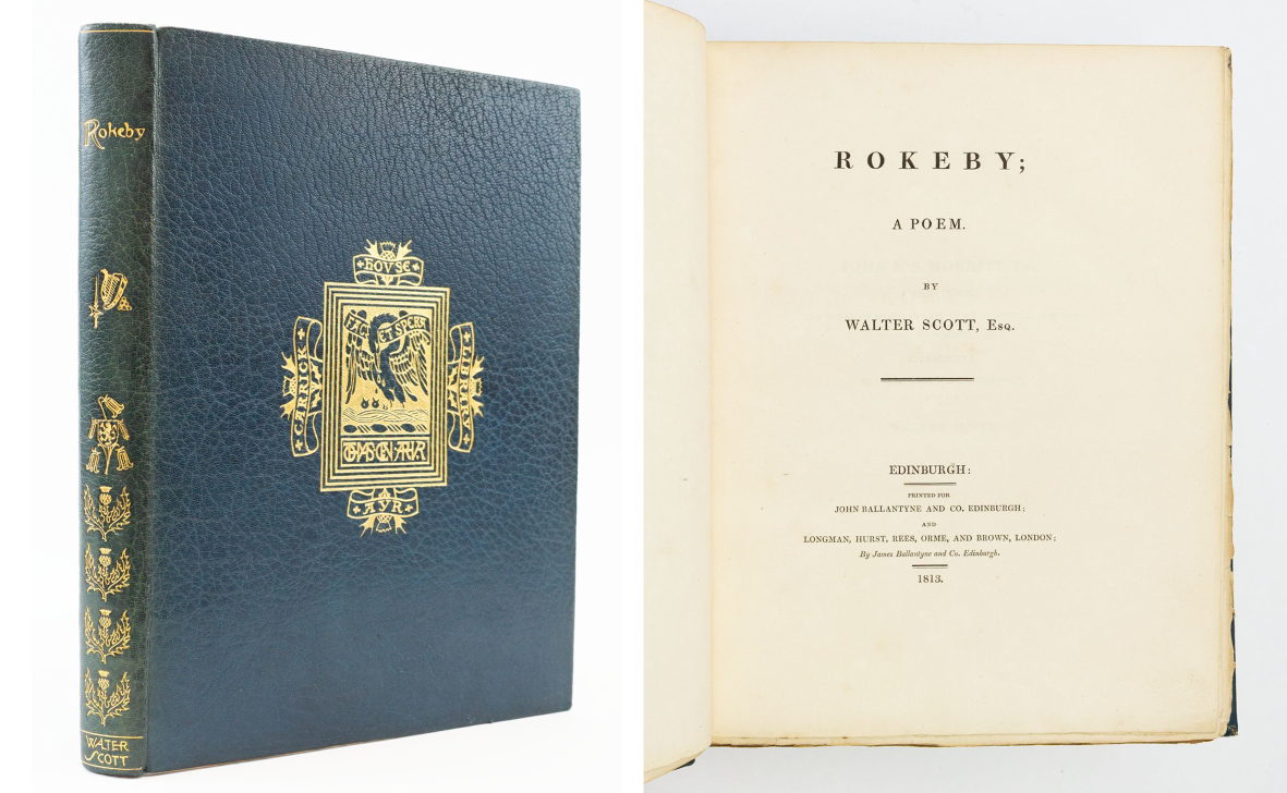 The binding and title-page of the New College edition of Rokeby