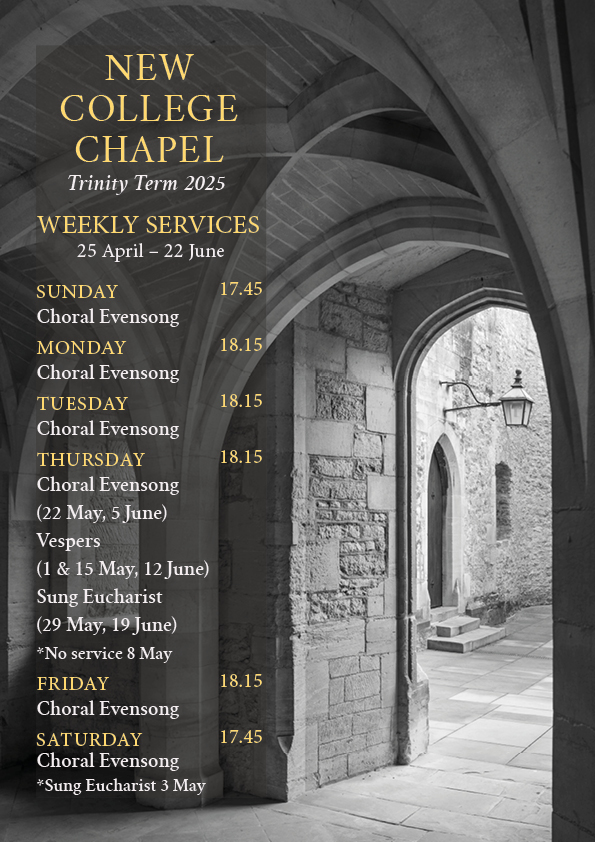 A list of weekly chapel services