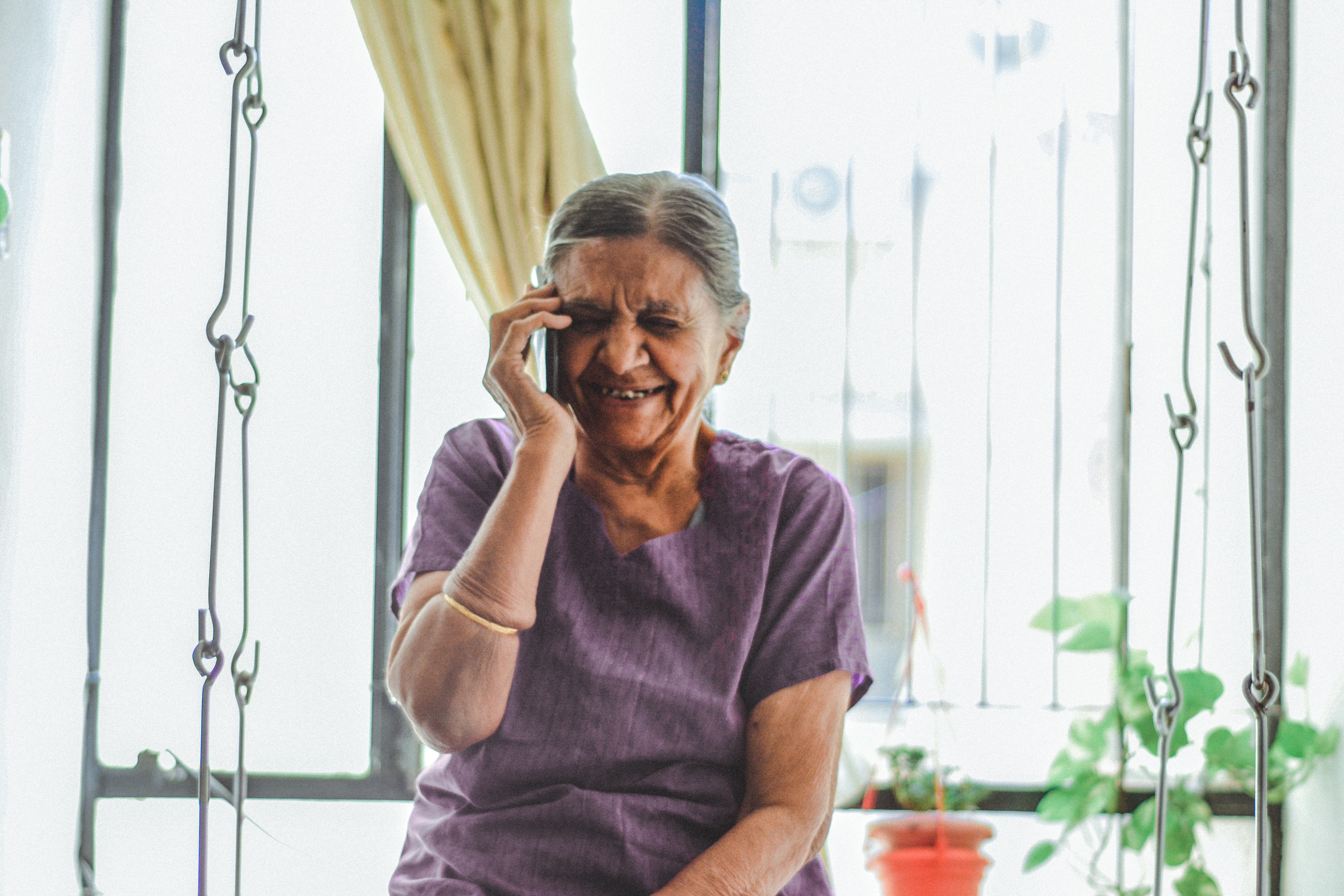 Elderly woman on the phone