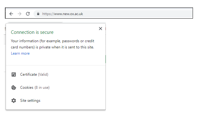 SSL certificate screen shot