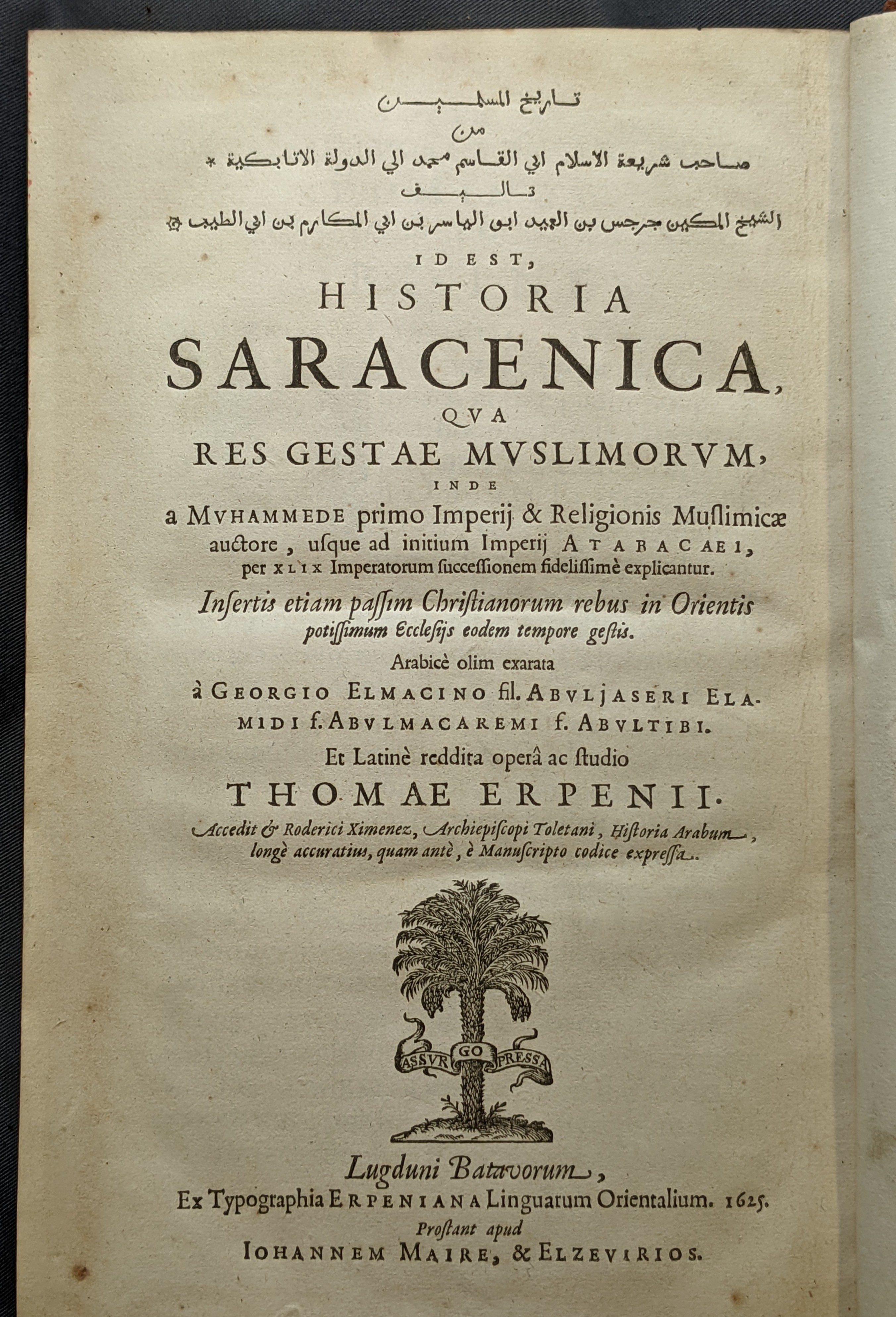 van Erpe, History of the Saracens, BT3.139.3, title page