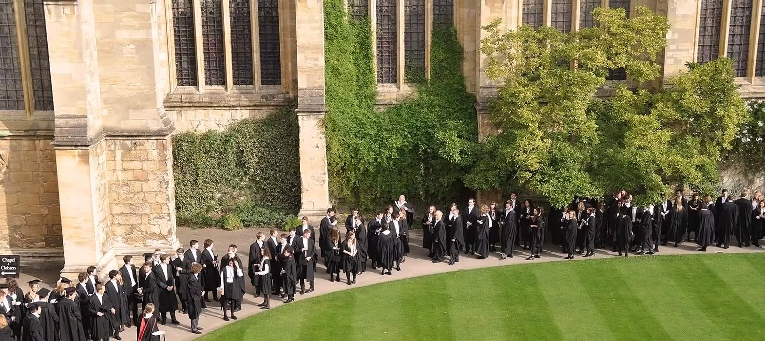 Graduation gathering near the Chapel