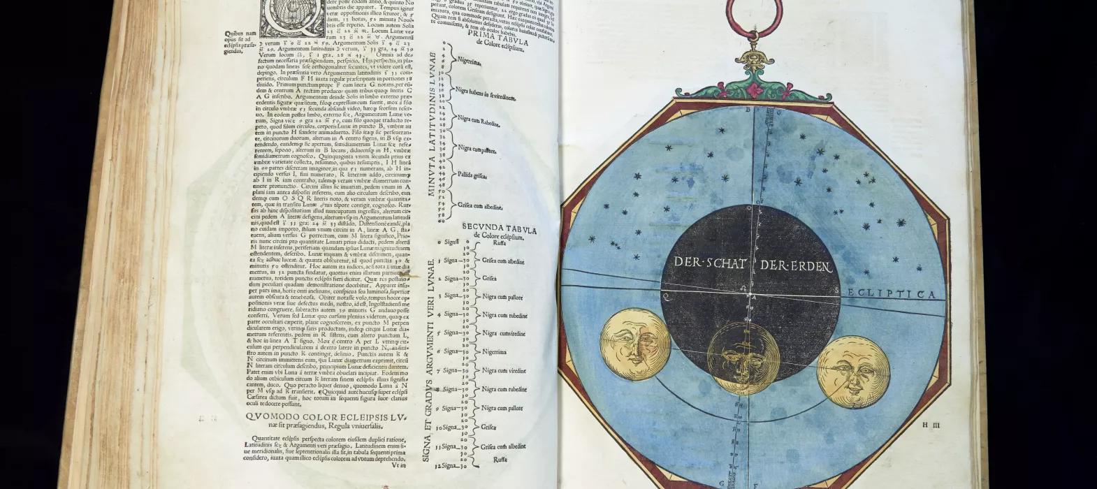 Peter Apian, Astronomicum Caesareum (1540), BT1.70.2, Dear Schat der Erden & facing page