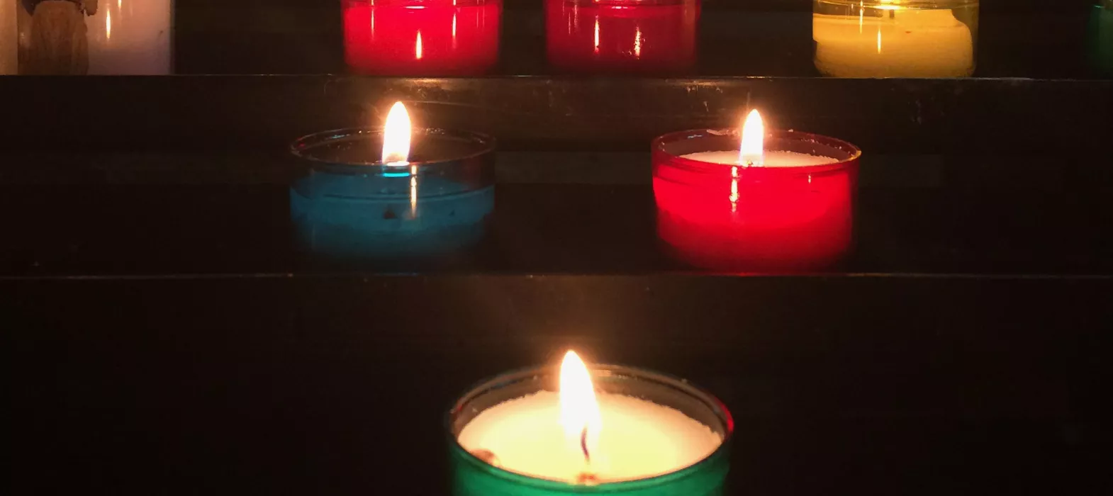 A row of lit candles 