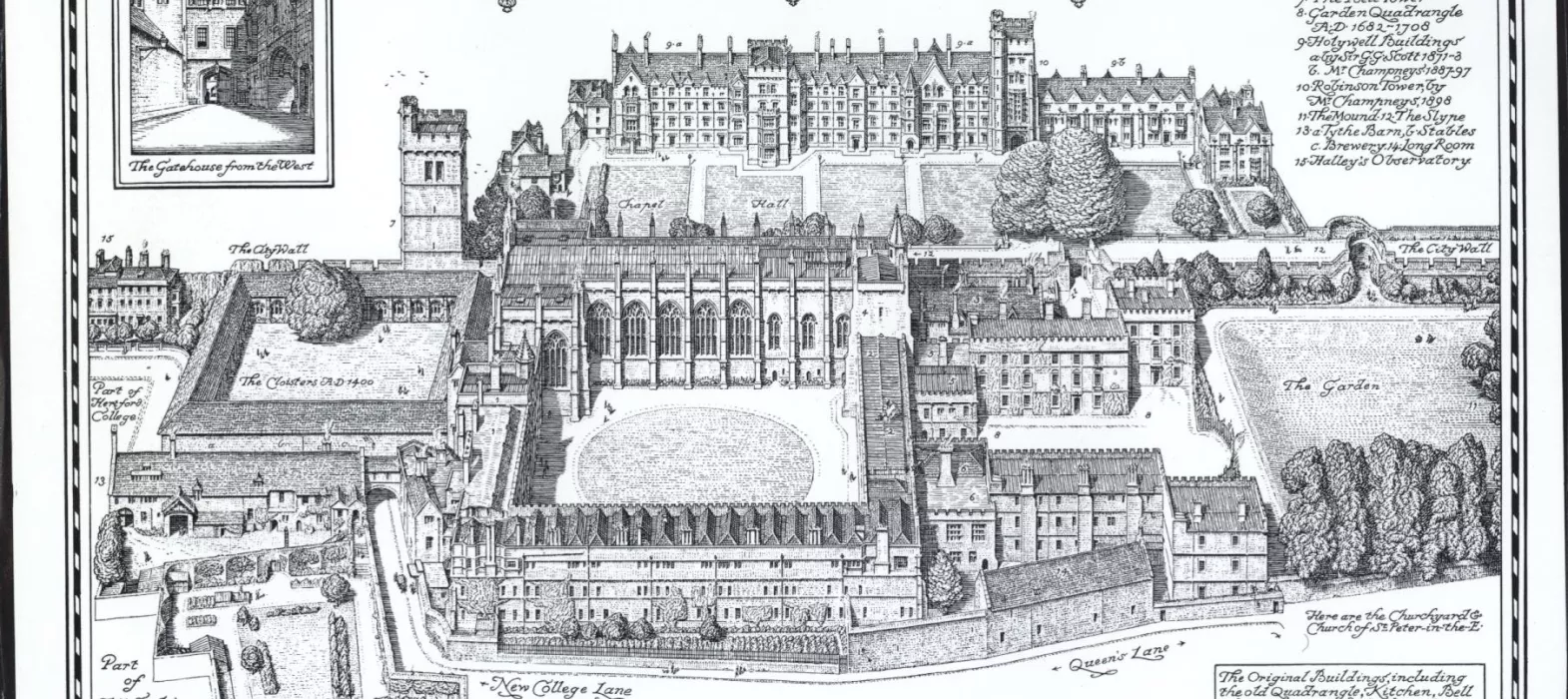 Engraving of New College in 1928