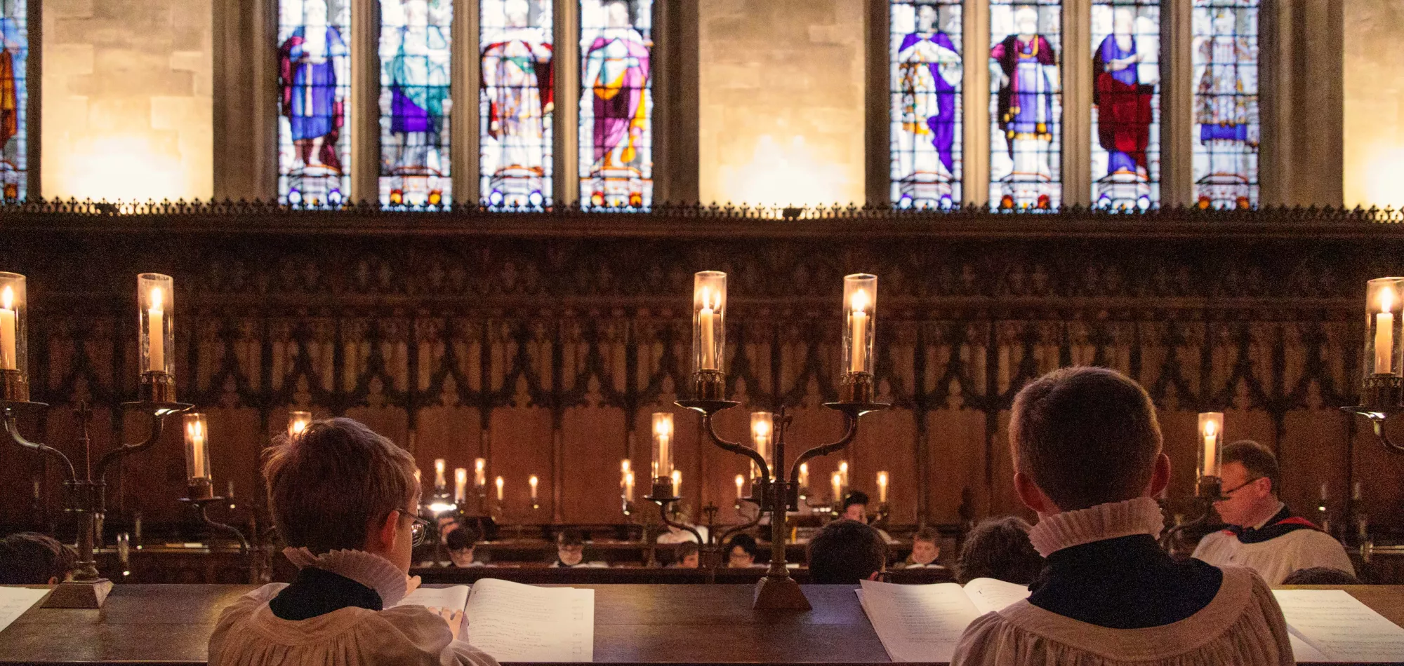 Choristers and stained glass