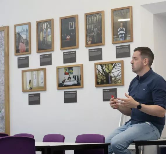 Head of Outreach talking to a school group