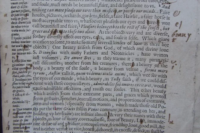 Proof-sheet of p. 418 of Burton’s Anatomy of Melancholy, 4th edn (1632), from the binding of New College Library, Oxford, BT3.187.3