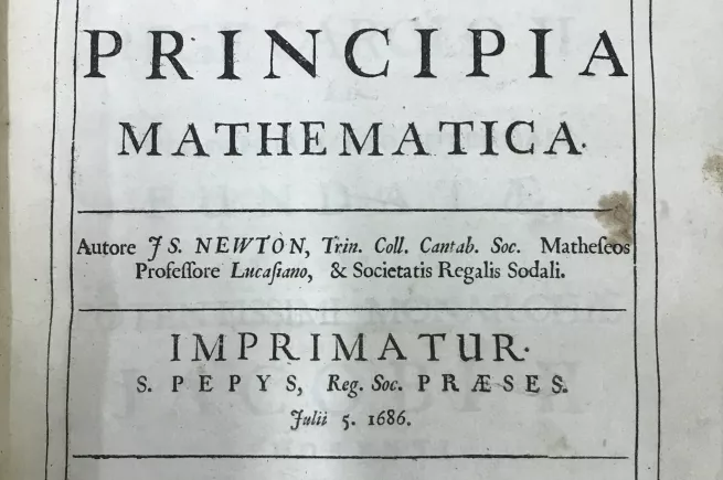 Isaac Newton’s Principia Mathematica (London, 1687), New College Library, Oxford, BT1.128.26